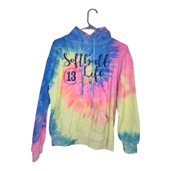 Colortone Blue and Green Tie-Dye Hoodie - Picture 1 of 4